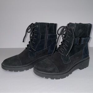 Clarks Calla Dance Black Suede Combat Boots